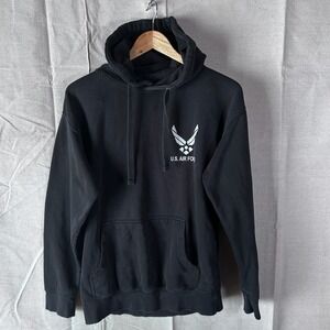 US Air Force Pullover Hoodie Black Graphic Logo Mens Medium M25804